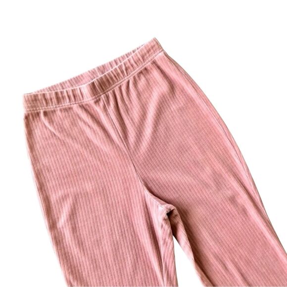 H&M Divided Velour Ribbed Flare Pants High Waist Pink S - Picture 3 of 5